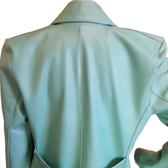 Leather Renditions by Sandi Jacket Blazer Women's Small Lined Soft Light Green - Picture 6 of 11